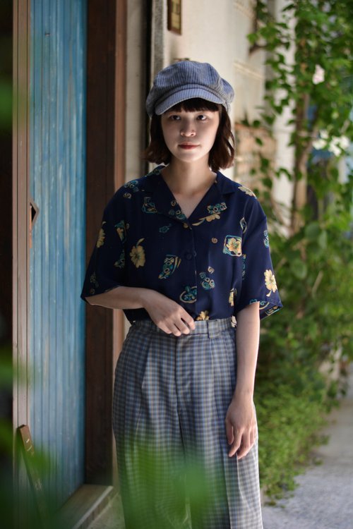 Stone Flower  Vintage Short Sleeve Shirt - Shop Shima Women's