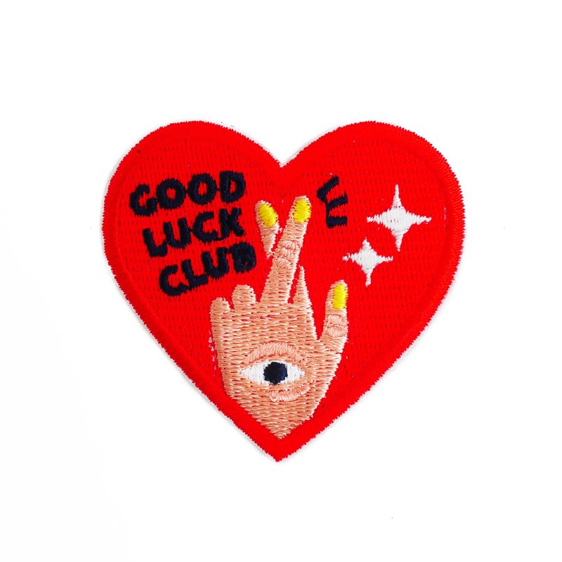 Embroidered Patch Good Luck Club Red, Bag Charm, Bag Accessories - เข็มกลัด/พิน - งานปัก สีแดง
