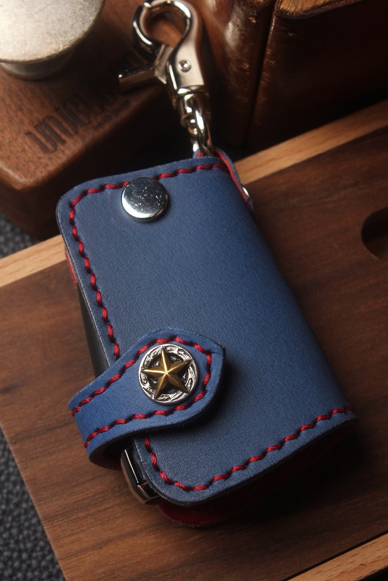 [Poseidon boutique handmade leather goods] [Customized version] Skoda superB car key holster - Keychains - Genuine Leather 