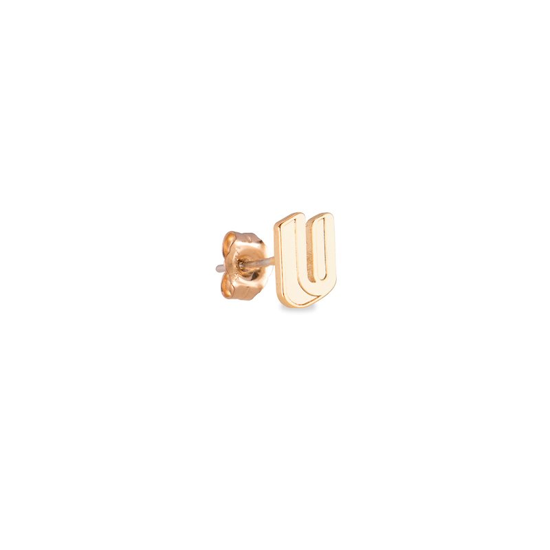 英文字母耳環 U -純銀鍍金耳環 (單只) - 耳環/耳夾 - 純銀 金色