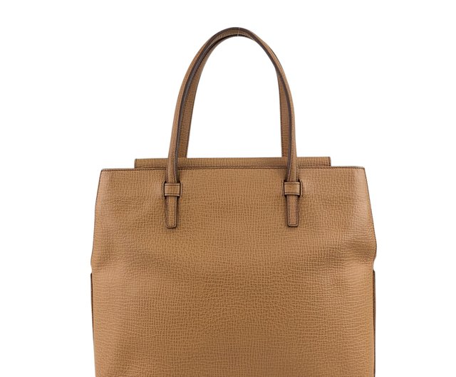 【LOEWE】ハンドバッグ　ロゴ型押し　レザー　キャメル LOEWE ロエベ ハンドバッグ キャメル ロゴ レザー 型押し