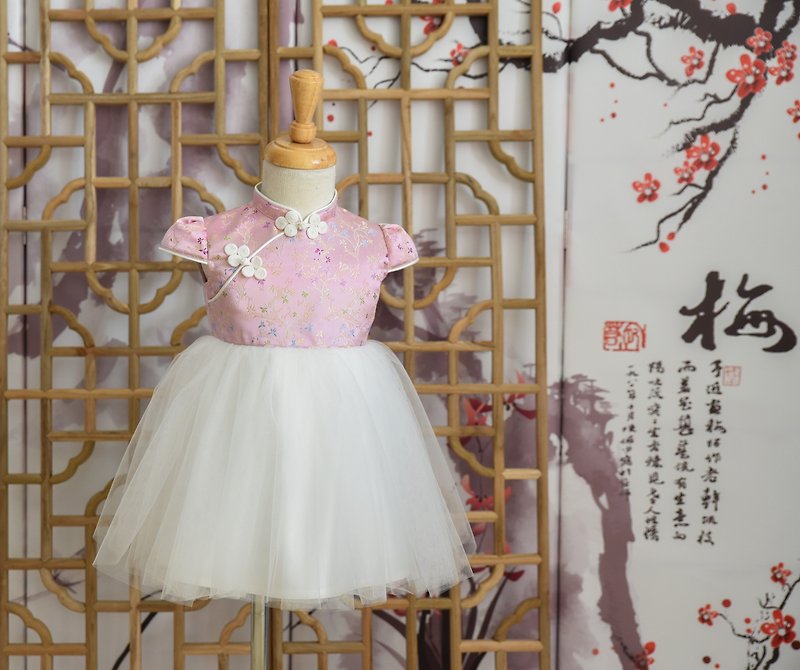 旗袍改良式禮服 蠶絲柔粉 - 其他 - 棉．麻 粉紅色