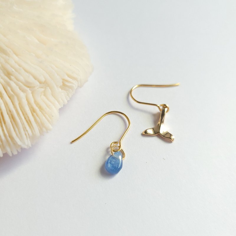 14K/Earrings-Whale Stone - ต่างหู - เครื่องประดับพลอย 