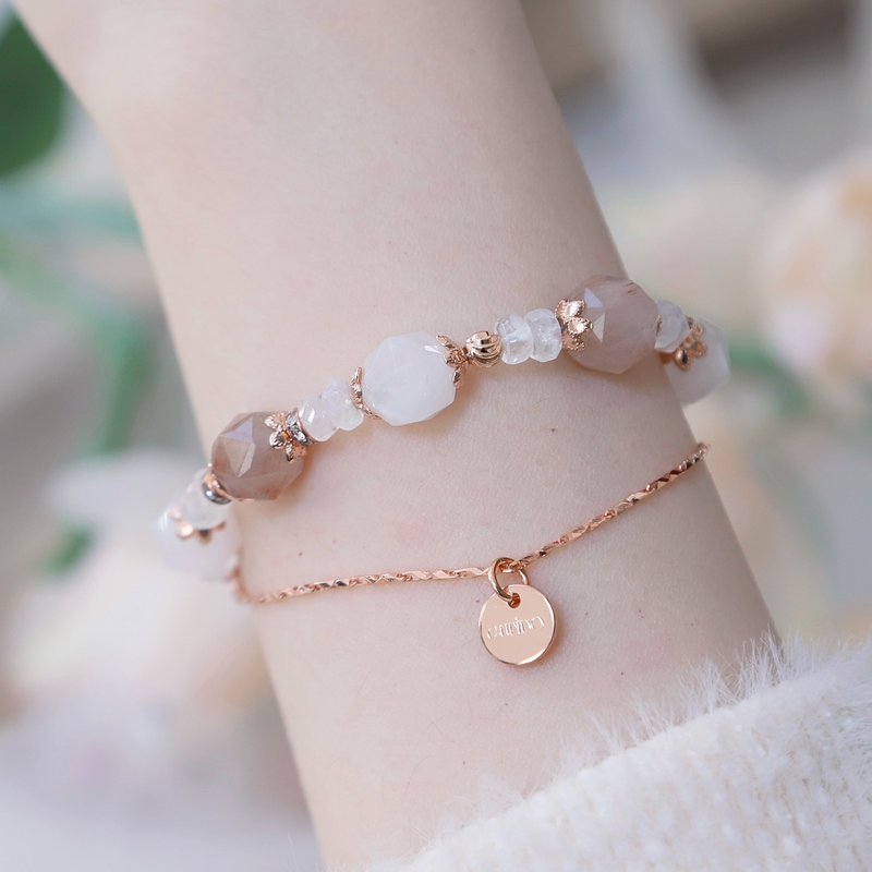 Rainbow Rabbit Hair Moonstone White Ghost | Crystal Bracelet Custom Birthday Gift Christmas Gift - Bracelets - Crystal Khaki