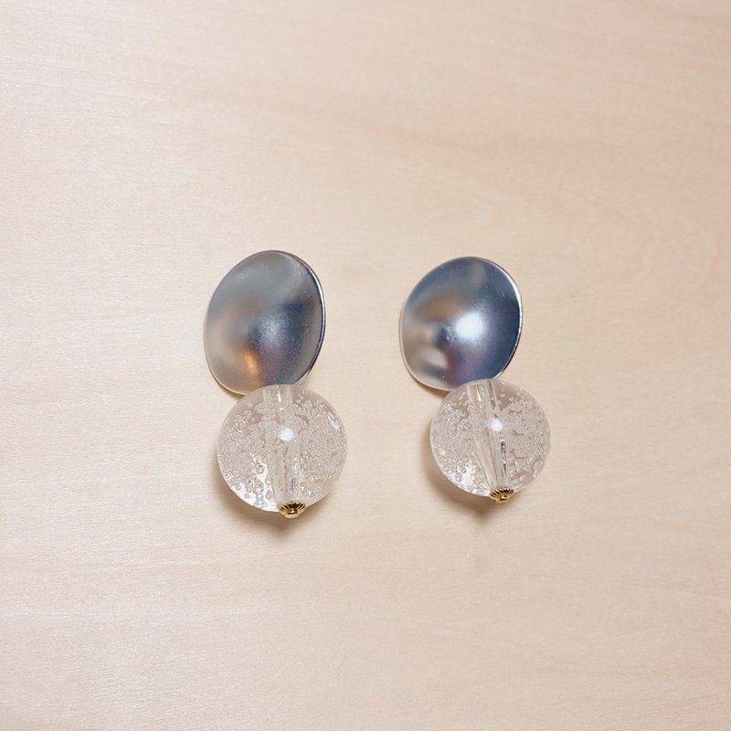 復古可拆兩用氣泡耳環 - 耳環/耳夾/耳骨夾 - 樹脂 銀色