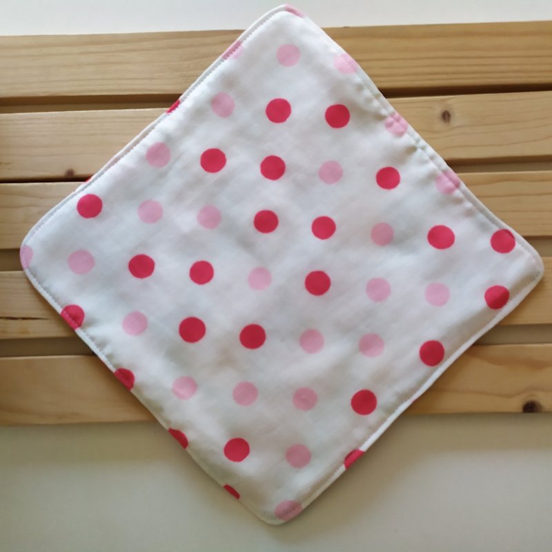 Red dot six-fold gauze small handkerchief square baby face towel wiping sweat towel saliva towel - Bibs - Cotton & Hemp Multicolor