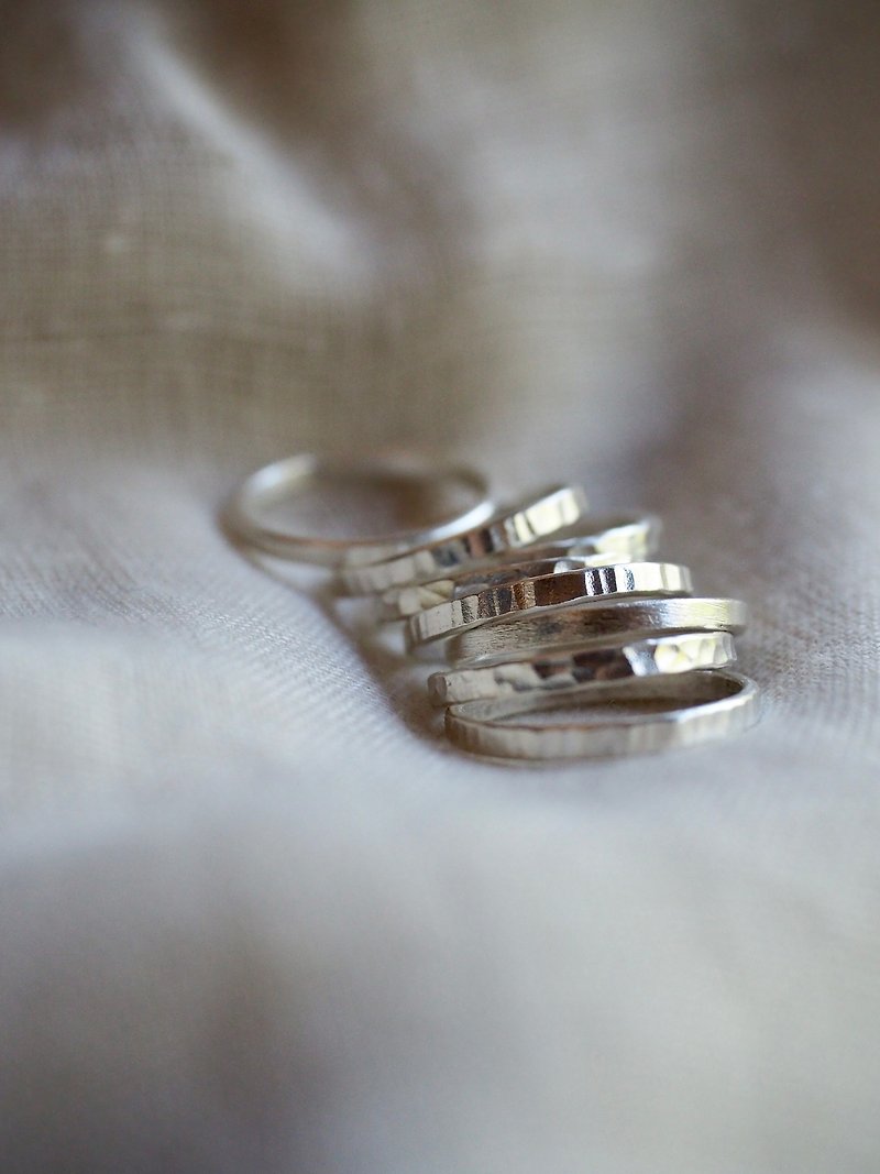 Handmade set of stackable silver rings with different textures (R0021)