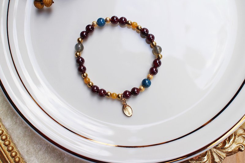 <Slow temperature natural stone series>C1108 red pomegranate bracelet - Bracelets - Gemstone 