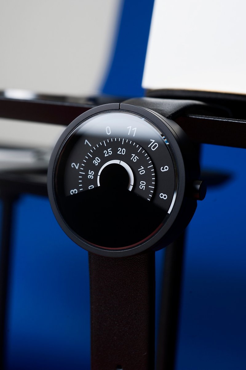 ANICORN Series 000 Simple Turntable Mechanical Watch-Pure Steel Matte Black + White - นาฬิกาคู่ - เครื่องประดับ สีดำ