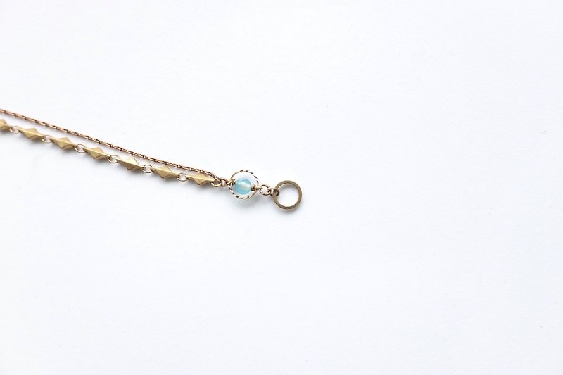 Bronze bracelets | Blue agate | natural stone - Bracelets - Copper & Brass 