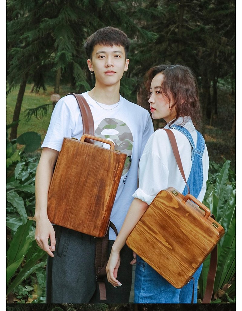 Two Backpacks Customized Strapless - Backpacks - Wood Brown