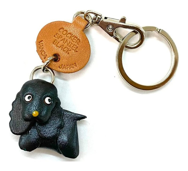 コッカースパニエル ブラック　本革キーホルダー　リードチャーム 　手作り　VANCA - 鑰匙圈/鑰匙包 - 真皮 黑色