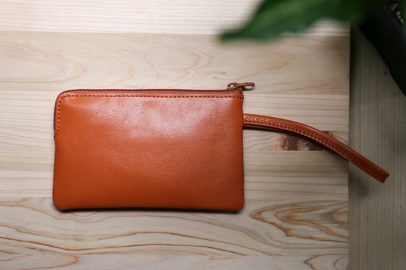 "Play skin girl" orange _ readily package - Clutch Bags - Genuine Leather Orange
