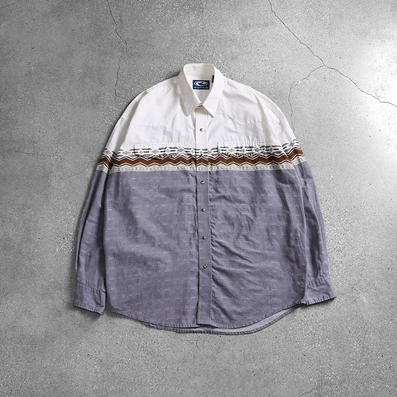 Vintage Shirt 圖騰襯衫 - เสื้อเชิ้ตผู้ชาย - ผ้าฝ้าย/ผ้าลินิน สีเทา