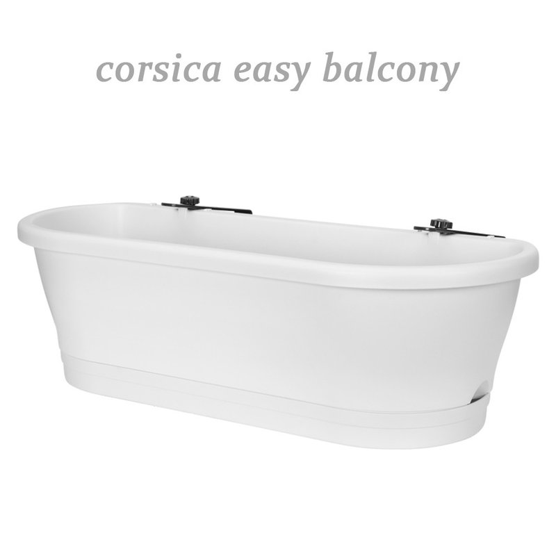 【盆器】科西嘉陽台掛盆 60cm 純白 (適用欄杆寬2-12cm) - 花瓶/花器 - 環保材質 白色