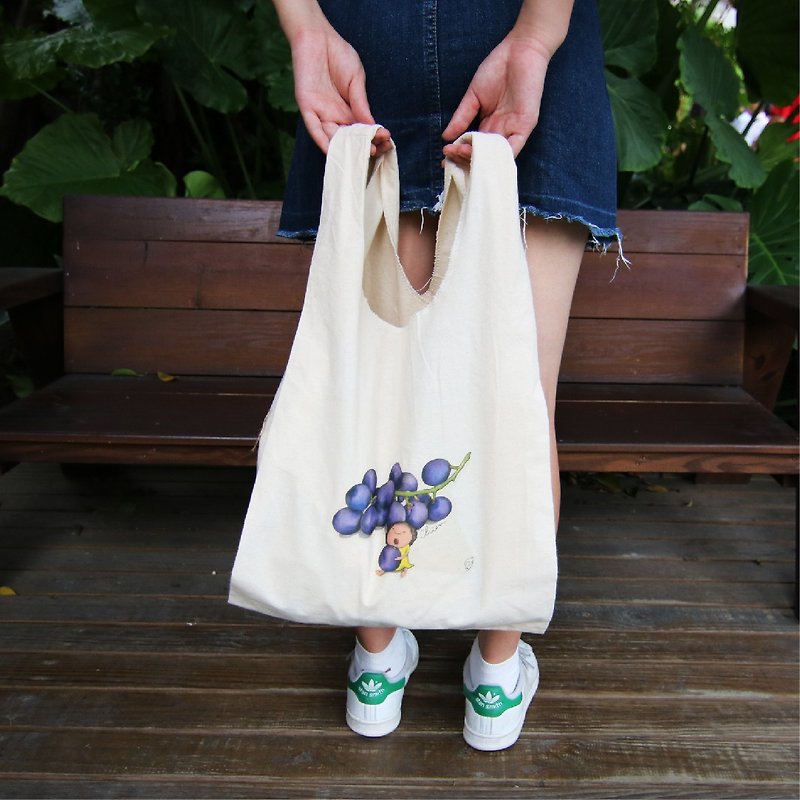 Cotton T-shirt Bag│Chien│Fruit Girl Series│size:L - Messenger Bags & Sling Bags - Cotton & Hemp White