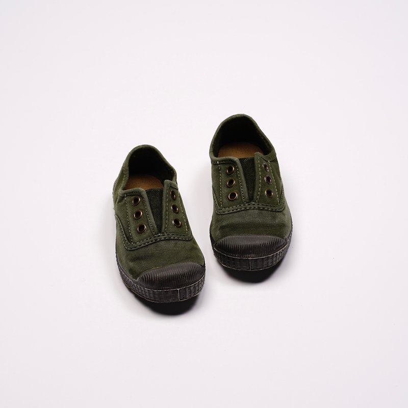 西班牙國民帆布鞋 CIENTA U70777 22 墨綠色 黑底 洗舊布料 童鞋 - 童裝鞋 - 棉．麻 綠色