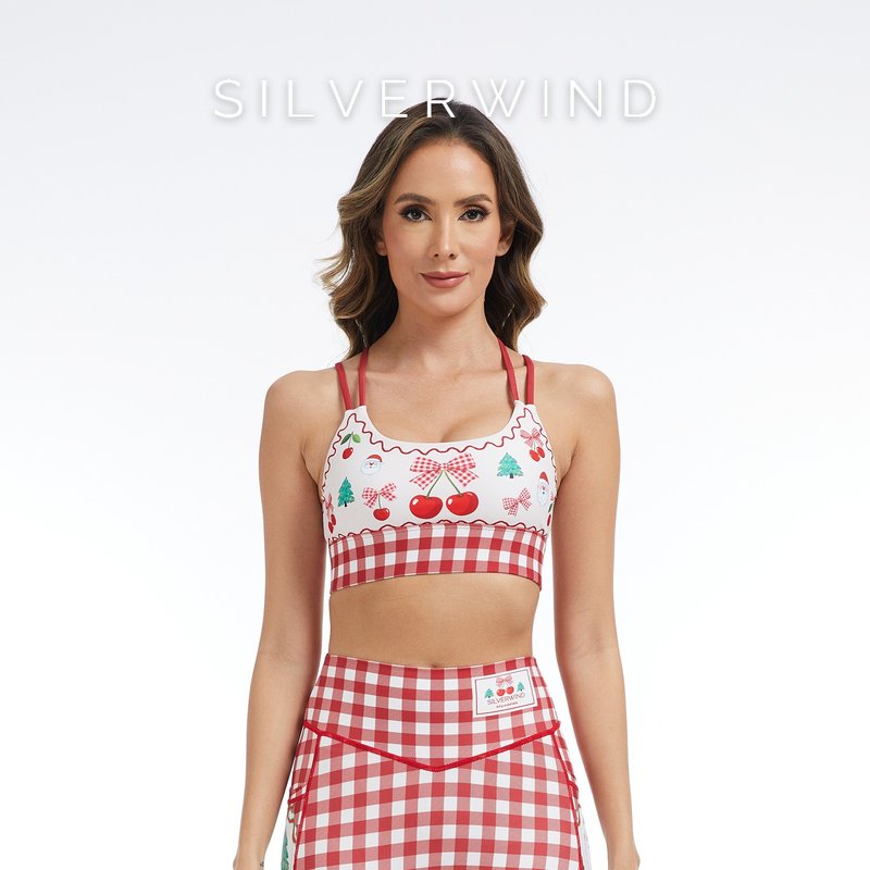 【SILVERWIND】スウィートウォームチェック柄プリント ハイサポートタイツ 速乾ランニング フィットネス ヨガブラ レディース - スポーツ下着 - サステナブル素材 