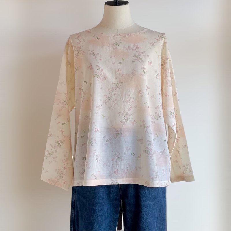 Pinkoi Proxy Purchase - Tシャツ風ブラウス【送料込み】長襦袢リメイク　長袖　ピンク - 女上衣/長袖上衣 - 棉．麻 粉紅色