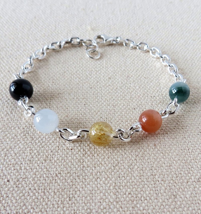 Sterling Silver**[Lucky Light] Lucky Lucky Five Elements Bead Bracelet**Increase overall fortune [This Year of Life] - Bracelets - Gemstone Multicolor