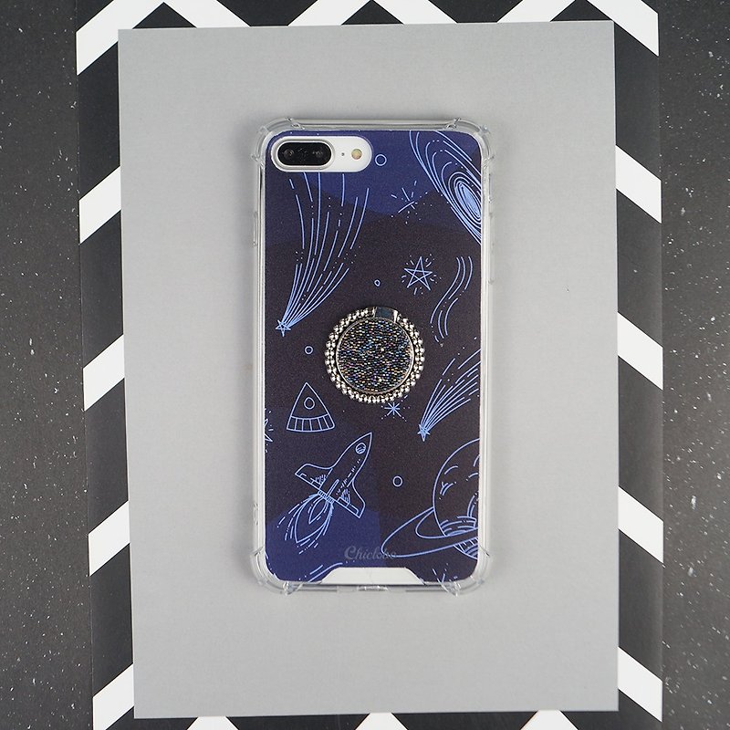Outer space-four-corner anti-drop phone case with ring buckle