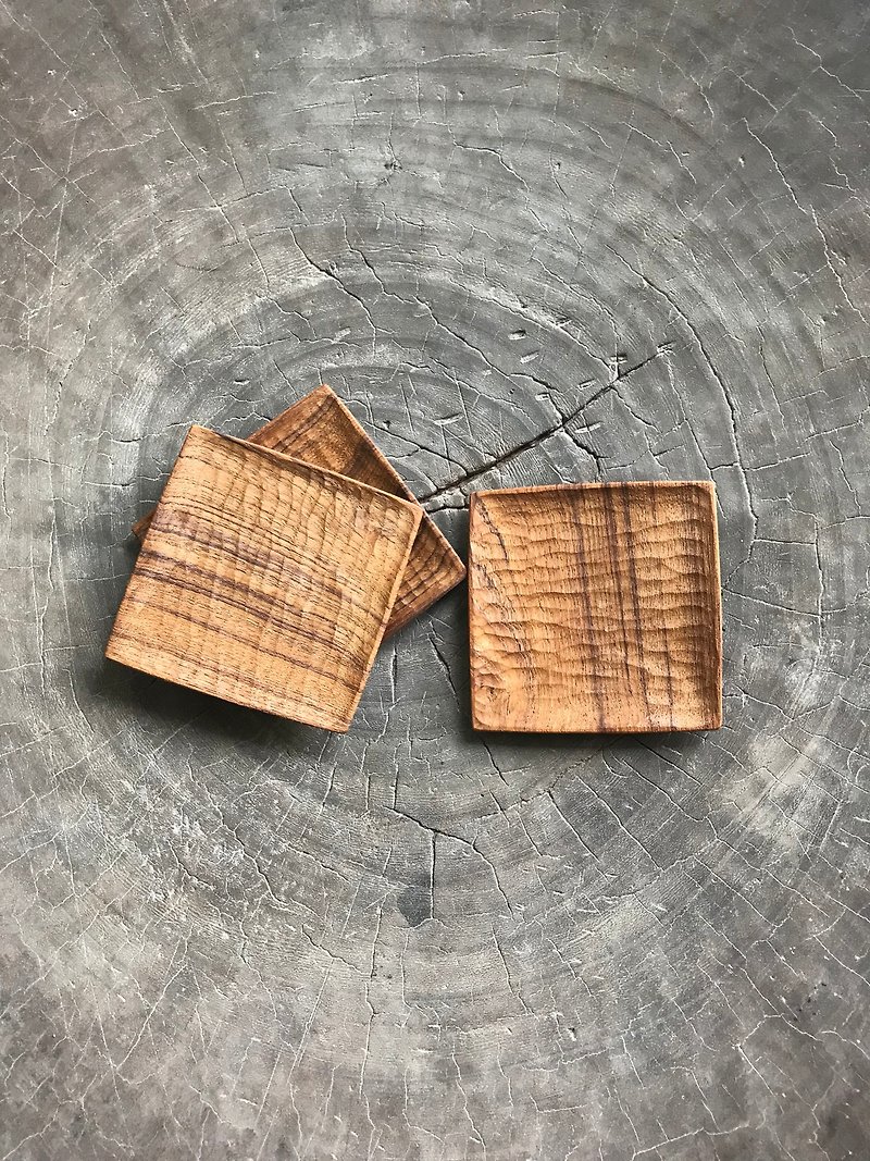 Burmese teak small square plate - Items for Display - Wood Brown