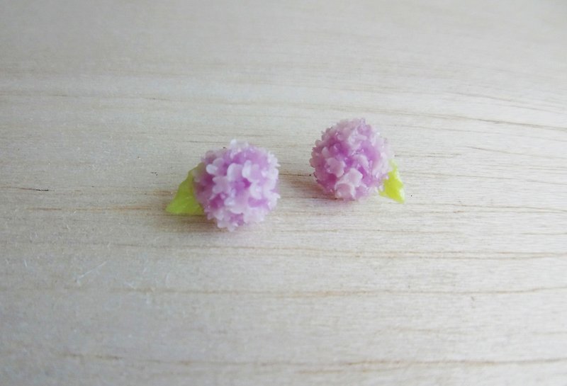 粉紫雙色繡球花  純銀耳環/耳夾