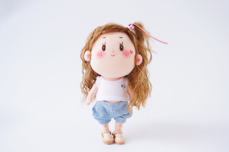 AN DOLLオリジナルの手作りの布人形文学ギフト - 小さな栗のソース - 人形・フィギュア - コットン・麻 ホワイト