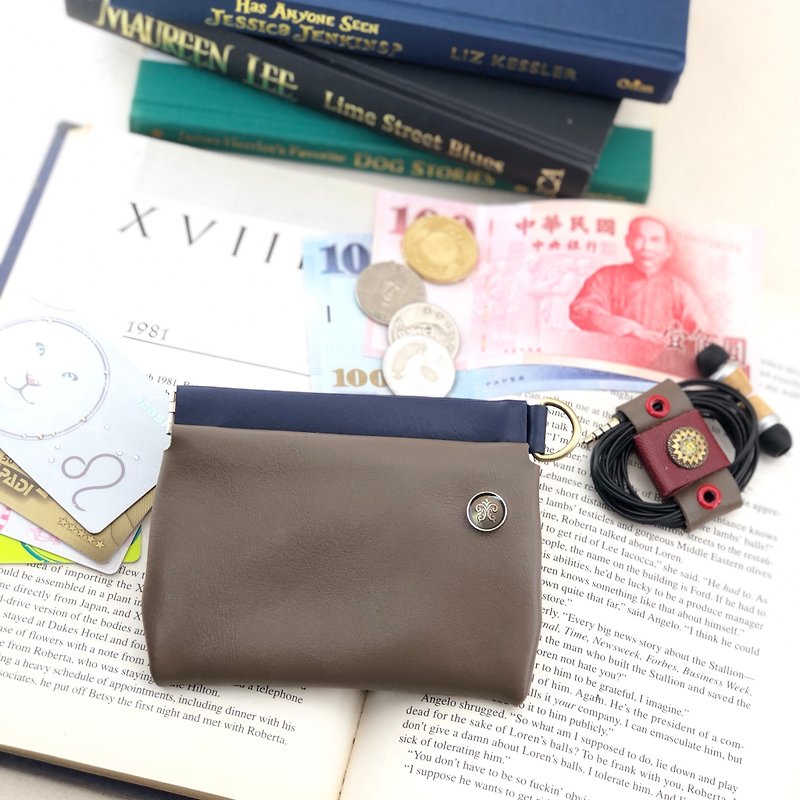 Shrapnel multi-function small bag --- coin purse / key / headset / banknote / card - Coin Purses - Genuine Leather Khaki
