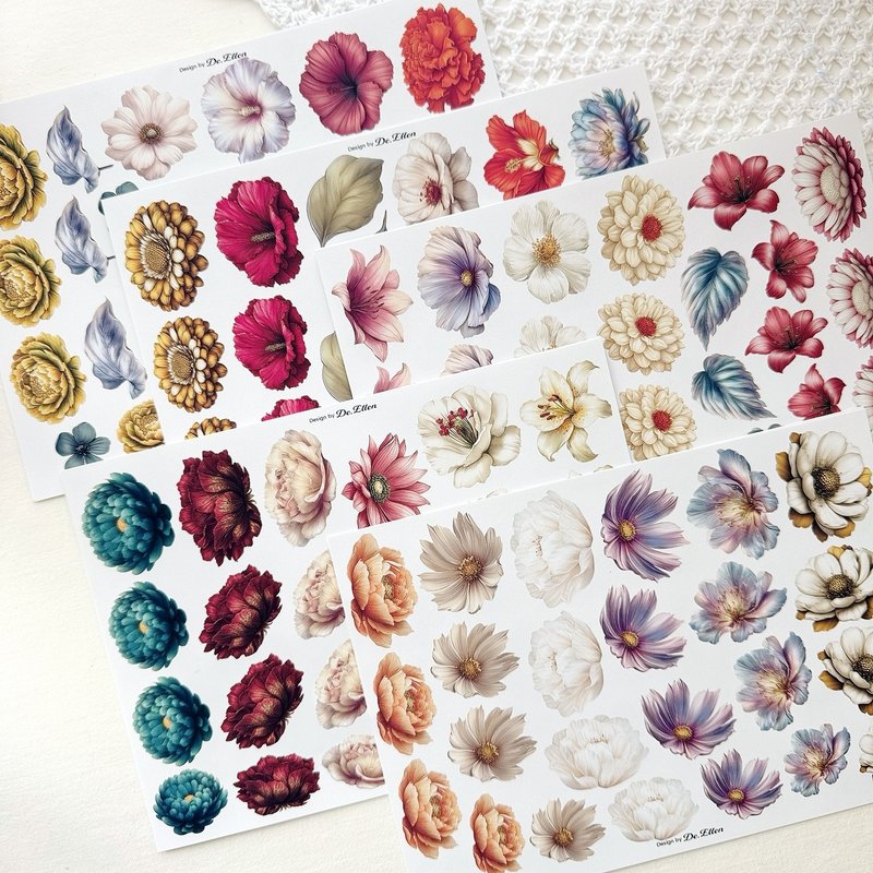A632+A633+A634+A635+A636 - Flower Set - 貼紙 - 紙 