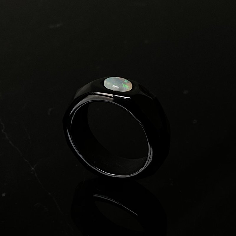 Opal and Obsidian ring