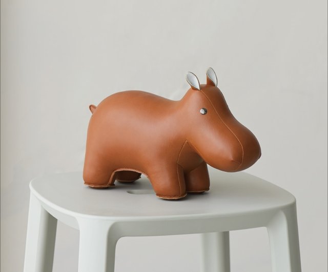 ブックエンド】カバ Hippo レザーアニマルオブジェ | 新築祝い 誕生日
