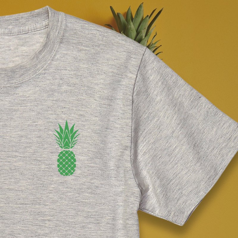 【Hills】Pineapple pineapple pineapple gray short-sleeved T-shirt hand-screen printing multi-color optional