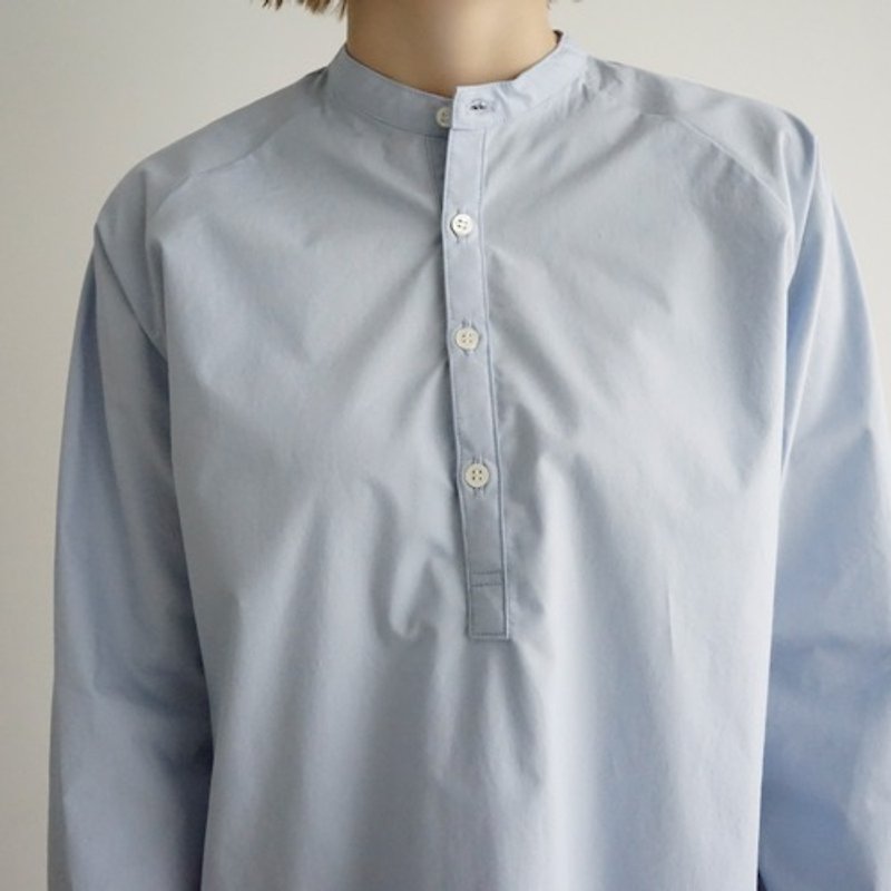 Cotton raglan pullover shirt/cerulean - Women's Tops - Cotton & Hemp 