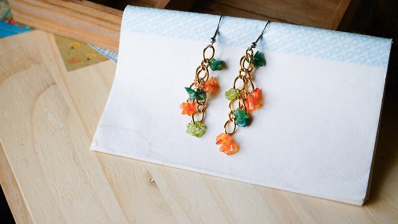 Harvest [X] handmade natural stone earrings - Earrings & Clip-ons - Gemstone Orange