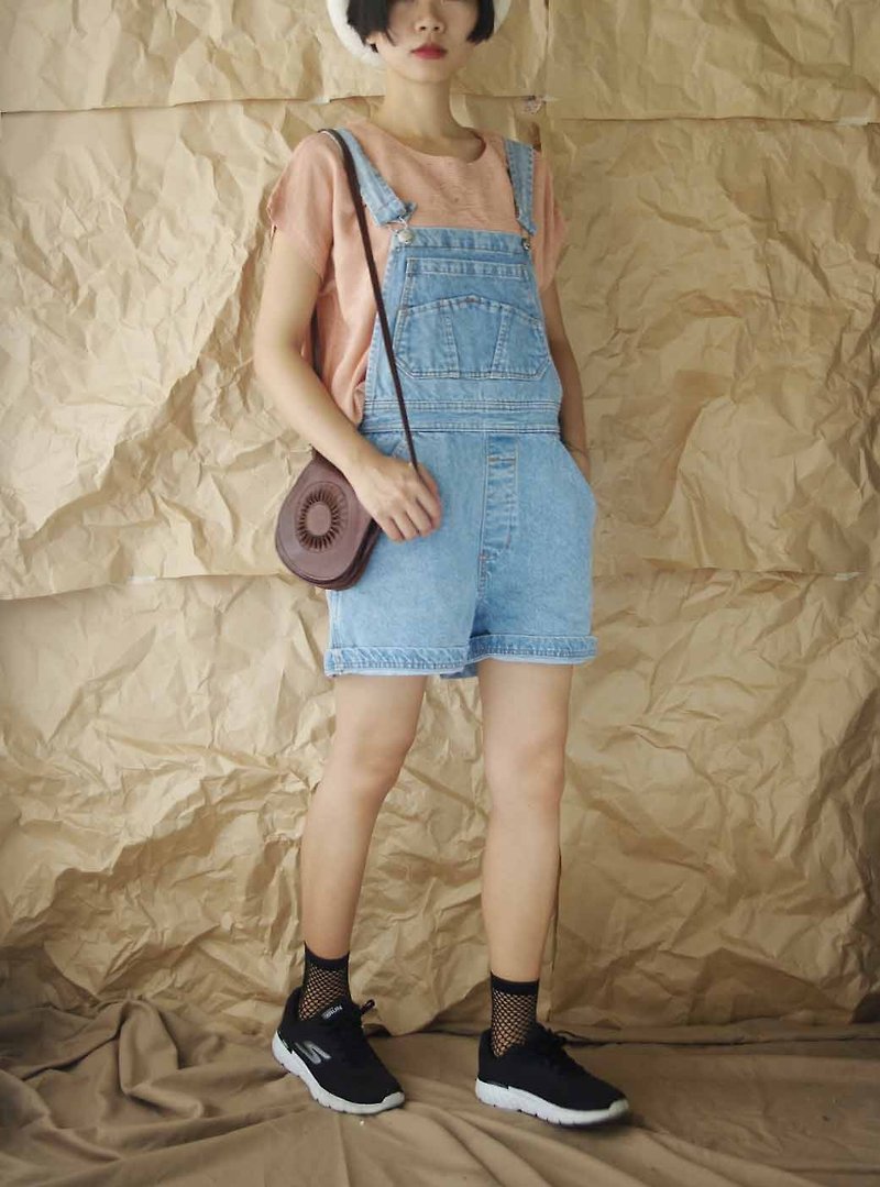 Treasure treasure ancient - heavy number of washed light blue harness denim shorts - Overalls & Jumpsuits - Cotton & Hemp Blue