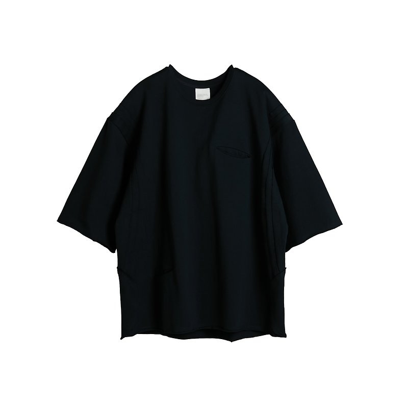ダブルポケットTシャツ - Tシャツ メンズ - コットン・麻 ブラック