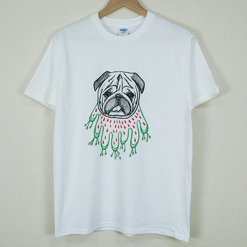 新創設計師-T恤：【草裙巴哥】短袖T-shirt《兒童》(白) -陳孟如 - 其他 - 棉．麻 綠色