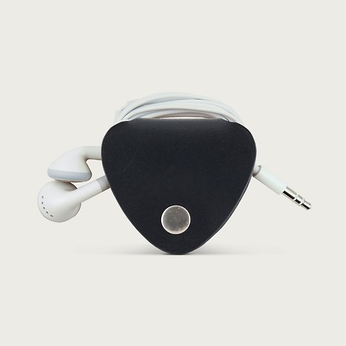 LINTZAN 梨森 耳機收線器/皮革收納套 -- 石黑色