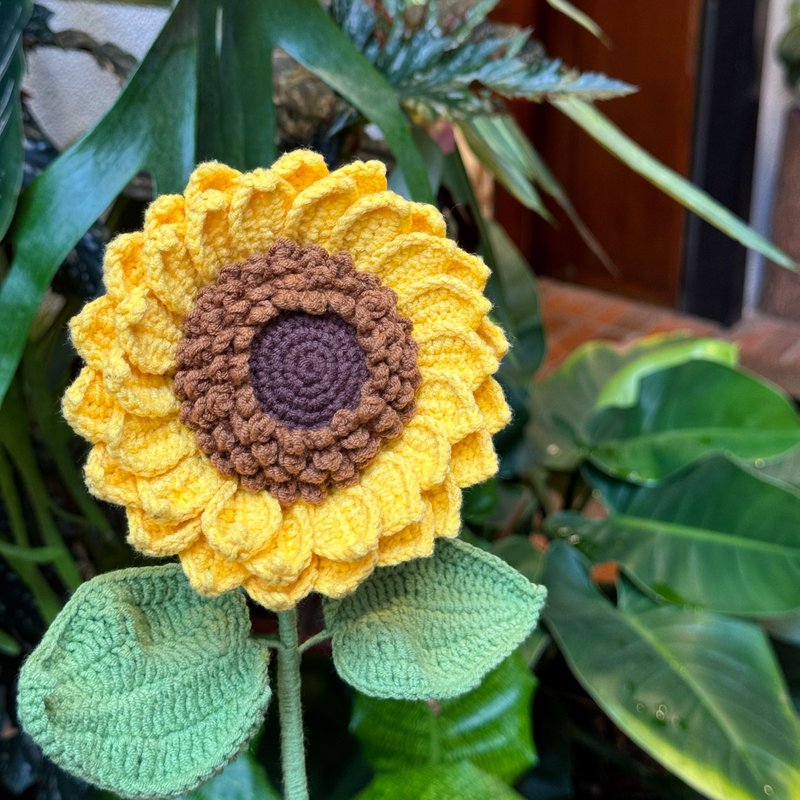 knitted sunflower - ช่อดอกไม้แห้ง - ผ้าฝ้าย/ผ้าลินิน สีเหลือง