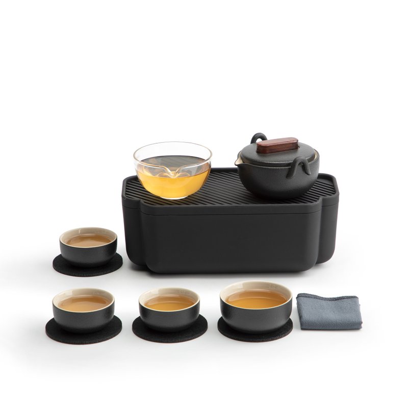 【Tripod】black glaze tea set collection - ถ้วย - เครื่องลายคราม สีดำ