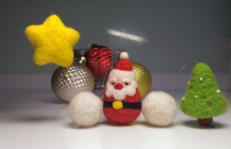 羊毛氈＜星星＆聖誕老人＆聖誕樹＞聖誕節装飾品