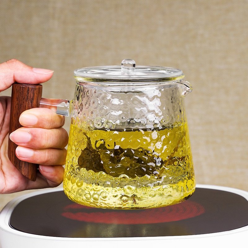 鎚紋木玻璃濾茶壺(400ml) - 茶具/茶杯 - 玻璃 咖啡色