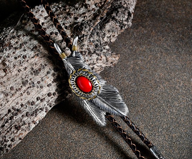 feather革タグ&ウェスタンハット&レッドターコイズネックレス✨ 50%OFF