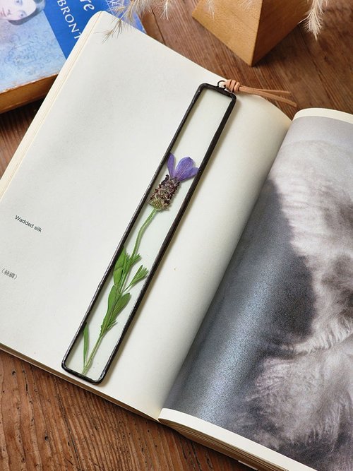 iLife 手感設計 植物圖鑑∣西班牙薰衣草∣玻璃鑲崁∣花草標本書籤