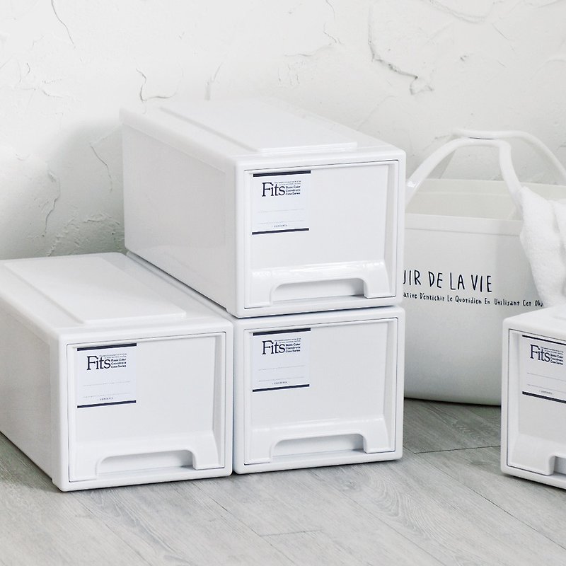 日本天馬 Fits MONO純白系正方22.5寬單層抽屜箱-高20CM-3入 - 收納箱/收納用品 - 塑膠 白色