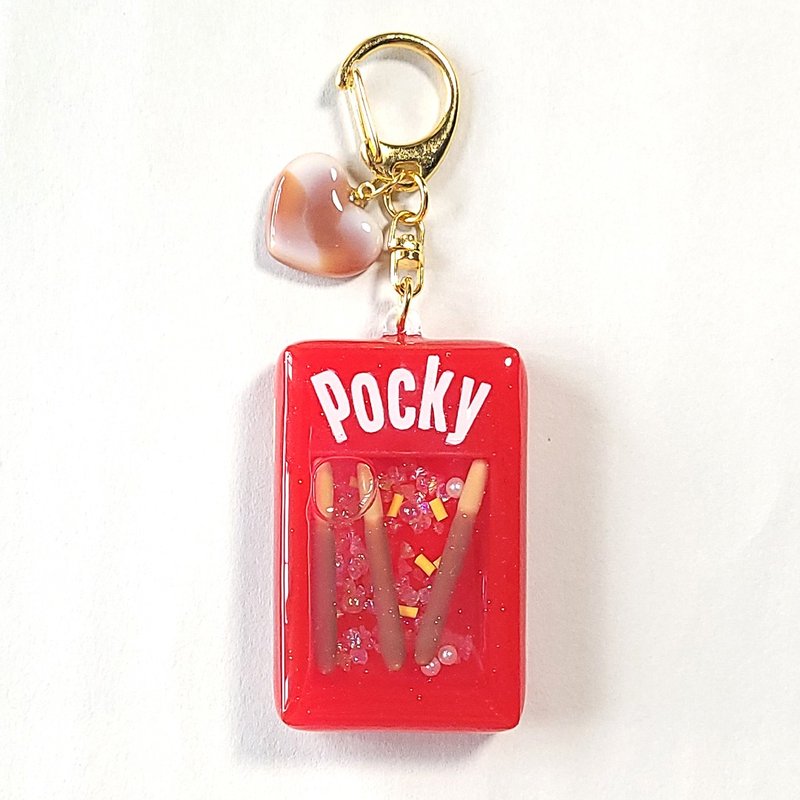 Personalized classic Pocky quicksand + love keychain with English name - ที่ห้อยกุญแจ - เรซิน สีแดง