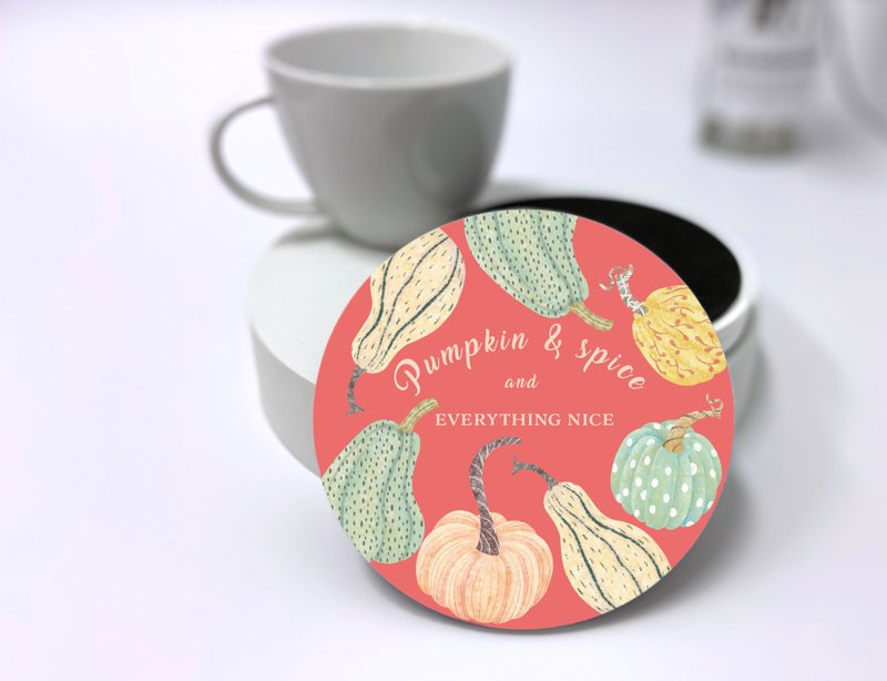 Illustration ceramic absorbent coaster—pumpkin (orange bottom) - Coasters - Porcelain 