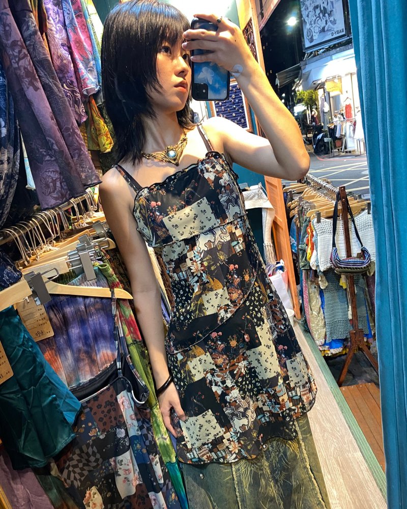 喜迎瑤 連身裙 長裙 裙子 吊帶裙 多種穿法 民族風 嬉皮 復古風 h - 裙子/長裙 - 其他材質 