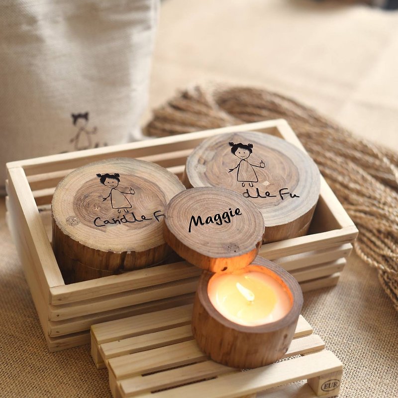 [Customized Graduation Gift] 200ml Shuhuo Herbal Handmade Scented Candle Log Soy Candle - Candles & Candle Holders - Wood Brown